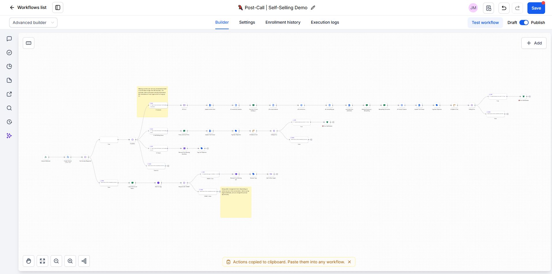 Post-Call Self-Selling Demo AI voice agent workflow