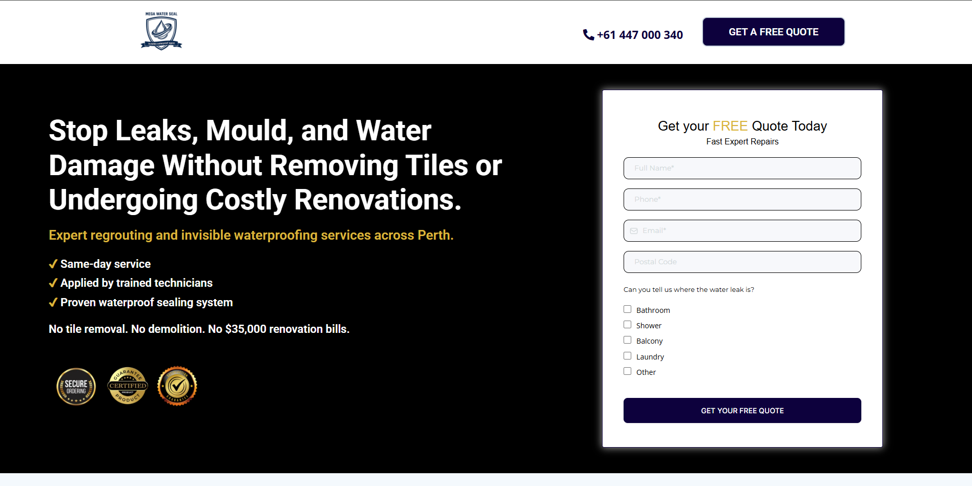 MEGA Water Seal service funnel