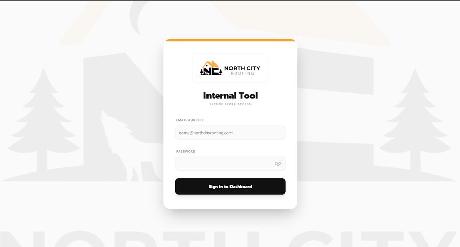 North City Roofing internal tool sign-in screen