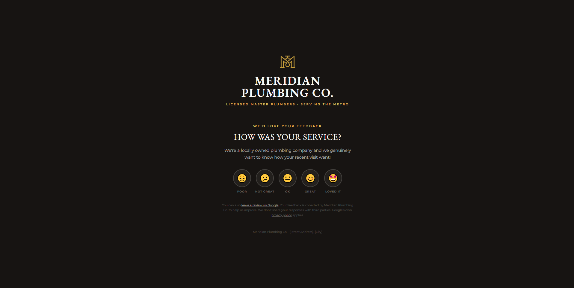 Meridian Plumbing review capture page