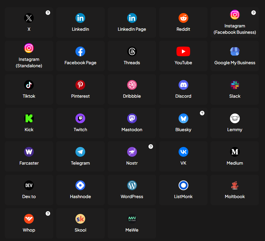 AI Social Media Agent publishing platforms