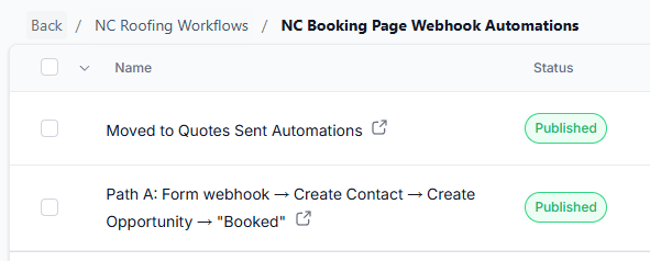 Webhook automation